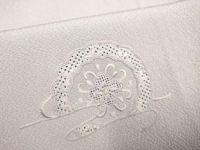 平和屋着物▽中国三大刺繍　スワトウ刺繍　汕頭刺繍　総刺繍　訪問着　単衣　花絵皿文　正絹　逸品　DABD6514du