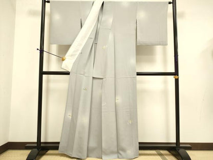 平和屋着物▽京加賀友禅　百貫石峰　小紋　単衣　舞花文　蛍暈し　正絹　逸品　DABD6517du
