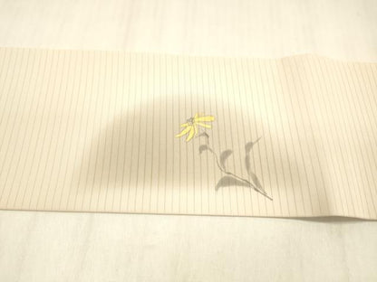 平和屋着物＊夏物 絽塩瀬 九寸名古屋帯 手描き 枝花文 金彩 正絹 逸品 DABD6522cm