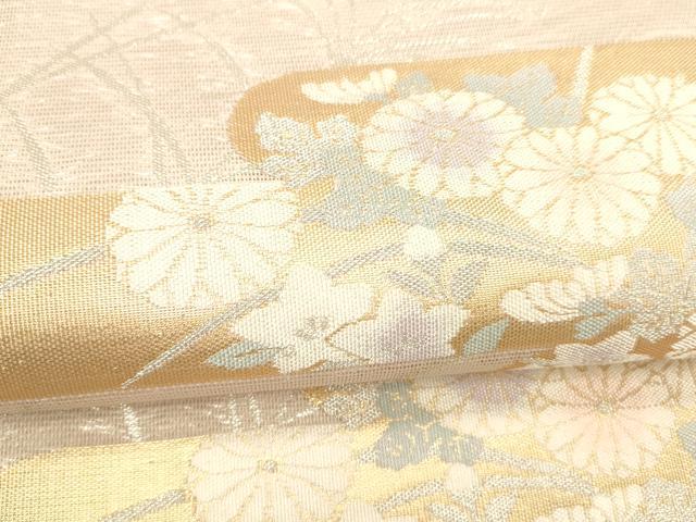 平和屋着物＊夏物 六通柄袋帯 草花文 金銀糸 正絹 逸品 DABD6527cm