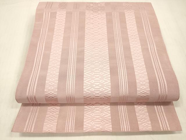 平和屋着物＊夏物 本場筑前博多織 八寸名古屋帯 紗献上 鴇色 正絹 逸品 DABD6531cm