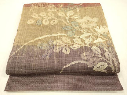 平和屋着物＊夏物 八寸名古屋帯 草花文 正絹 逸品 DABD6532cm