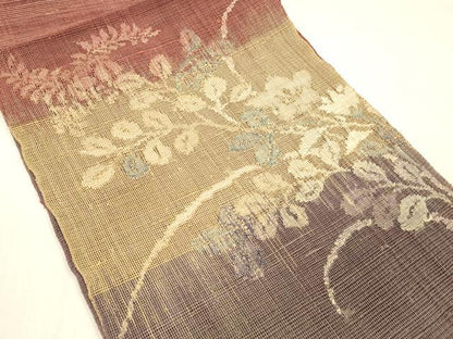 平和屋着物＊夏物 八寸名古屋帯 草花文 正絹 逸品 DABD6532cm