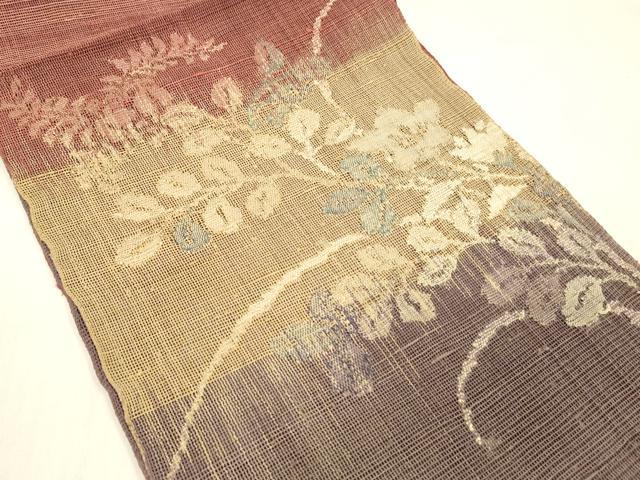 平和屋着物＊夏物 八寸名古屋帯 草花文 正絹 逸品 DABD6532cm