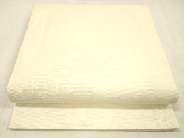 平和屋着物＊夏物 九寸開き名古屋帯 草花文 鳥の子色 正絹 逸品 DABD6537cm