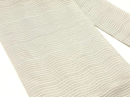 平和屋着物＊夏物 絽綴れ 八寸名古屋帯 よろけ縞 白藤色 正絹 逸品 DABD6545cm