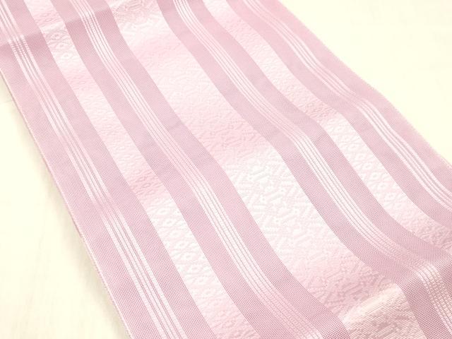 平和屋着物＊夏物 博多織 八寸名古屋帯 紗献上 薄紅梅色 DABD6546cm