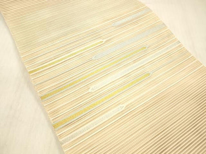 平和屋着物＊夏物 絽綴れ 八寸名古屋帯 横段文 金銀糸 正絹 逸品 DABD6553cm