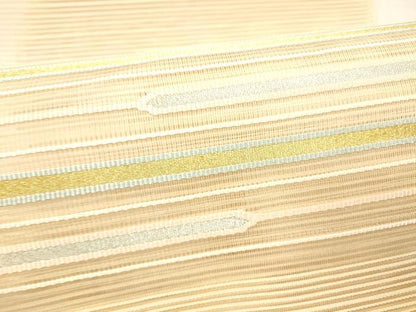 平和屋着物＊夏物 絽綴れ 八寸名古屋帯 横段文 金銀糸 正絹 逸品 DABD6553cm