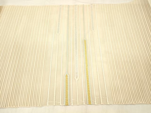 平和屋着物＊夏物 絽綴れ 八寸名古屋帯 横段文 金銀糸