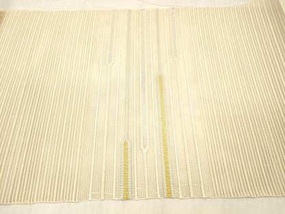 平和屋着物＊夏物 絽綴れ 八寸名古屋帯 横段文 金銀糸 正絹 逸品 DABD6553cm