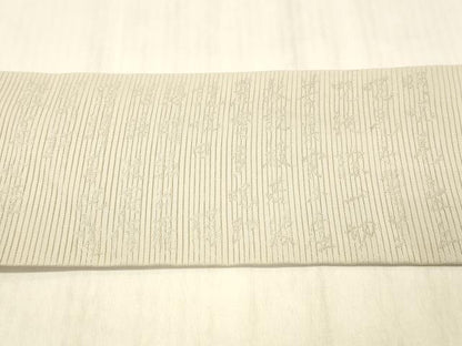平和屋着物＊夏物 絽綴れ 九寸名古屋帯 般若心経 灰梅色 銀糸 正絹 逸品 DABD6554cm