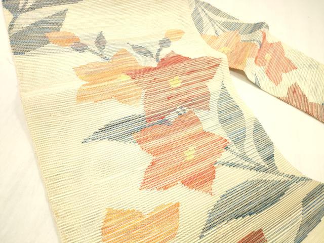 平和屋着物＊夏物 八寸名古屋帯 草花文 正絹 逸品 DABD6559cm