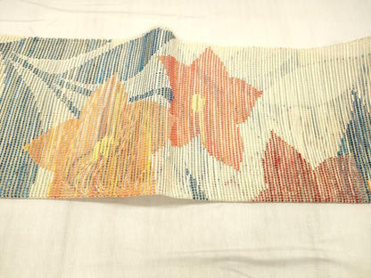 平和屋着物＊夏物 八寸名古屋帯 草花文 正絹 逸品 DABD6559cm