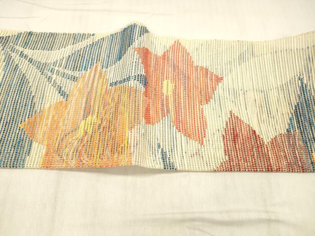 平和屋着物＊夏物 八寸名古屋帯 草花文 正絹 逸品 DABD6559cm