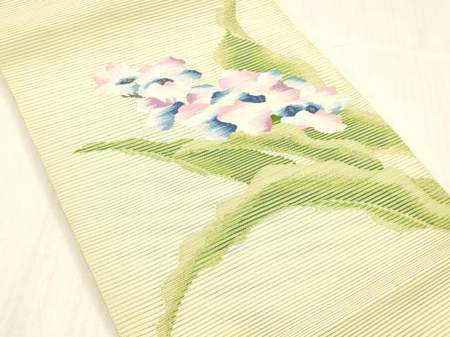 平和屋着物＊夏物 絽綴れ 八寸名古屋帯 草花文 銀糸 正絹 逸品 DABD6560cm