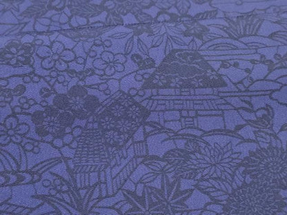 平和屋着物■上質な小紋　藍　型染　風景文　鉄紺色　正絹　逸品　DABD6570cm
