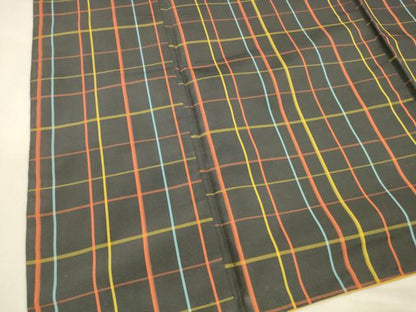 平和屋着物■上質な紬　格子　正絹　逸品　DABD6572cm