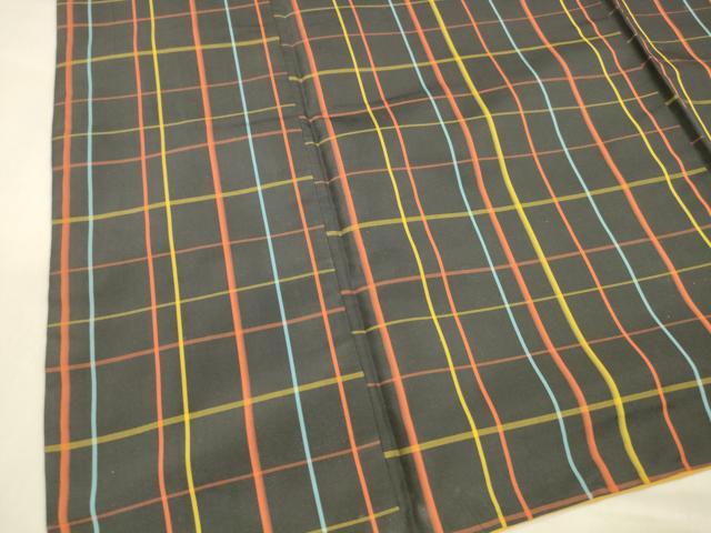 平和屋着物■上質な紬　格子　正絹　逸品　DABD6572cm