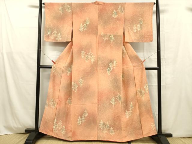 平和屋着物■上質な小紋　たたき染め　樹林シルエット　暈し染め　正絹　逸品　DABD6574cm