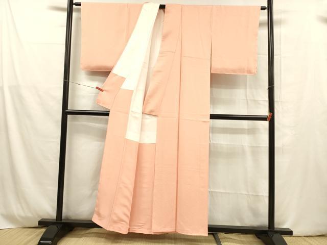 平和屋着物■上質な色無地　作家物　泥染め　唐草地紋　宍色　正絹　逸品　未使用　DABD6582cm