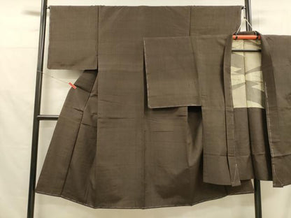 平和屋着物■男性　紬　アンサンブル　間道　正絹　逸品　DABD6585cm