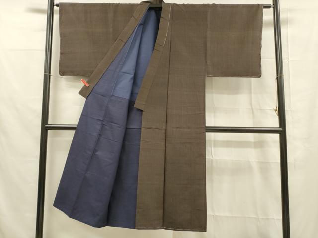 平和屋着物■男性　紬　アンサンブル　間道　正絹　逸品　DABD6585cm