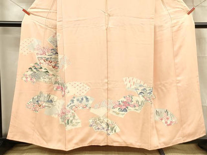 平和屋着物■訪問着 刺繍 地紙風景花文 松竹梅 正絹 逸品 DABD6597cm