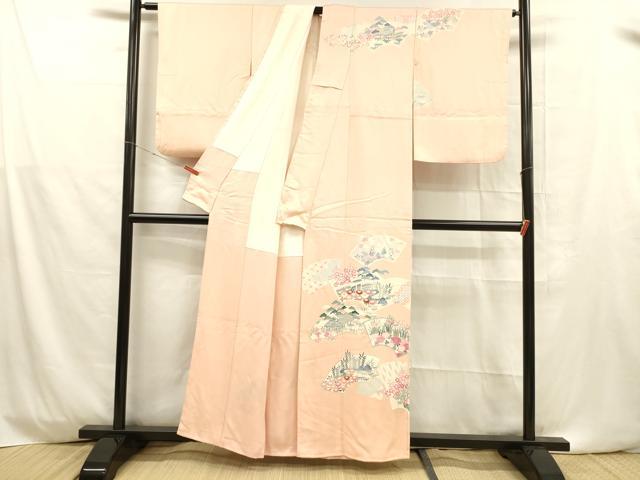 平和屋着物■訪問着 刺繍 地紙風景花文 松竹梅 正絹 逸品 DABD6597cm