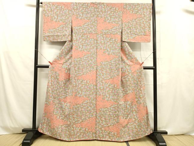 平和屋着物■上質な小紋 舞花文 正絹 逸品 DABD6599cm