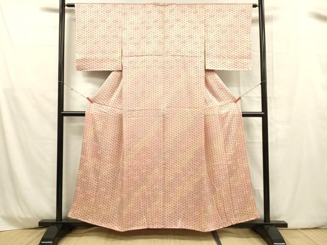平和屋着物■上質な小紋 麻の葉文様 暈し染め 正絹 逸品 DABD6600cm