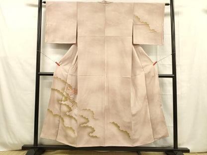 平和屋着物■訪問着 刺繍 横笛花雲文 金糸 正絹 逸品 DABD6603cm