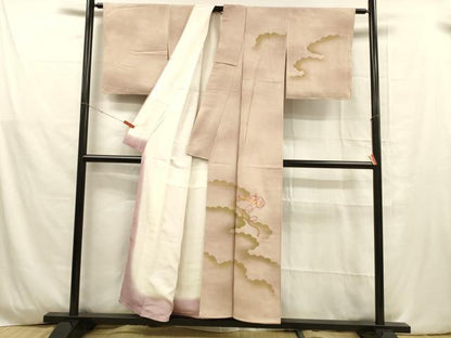 平和屋着物■訪問着 刺繍 横笛花雲文 金糸 正絹 逸品 DABD6603cm