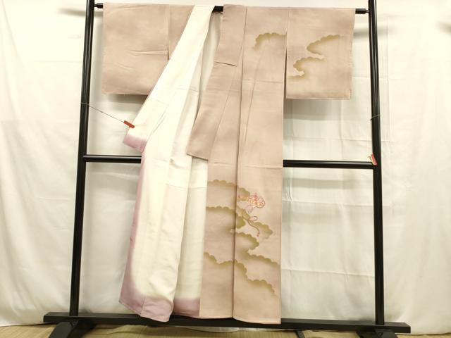 平和屋着物■訪問着 刺繍 横笛花雲文 金糸 正絹 逸品 DABD6603cm