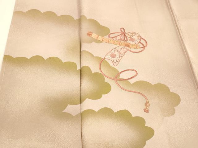 平和屋着物■訪問着 刺繍 横笛花雲文 金糸 正絹 逸品 DABD6603cm