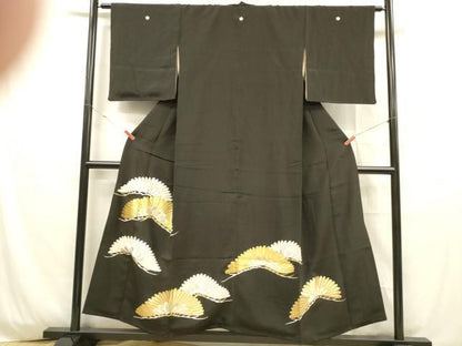 平和屋着物■豪華黒留袖 駒刺繍 松文 金銀彩 正絹 逸品 DABD6606cm