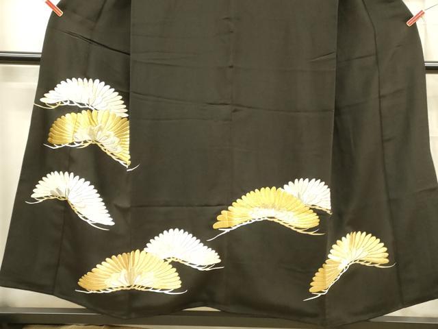 平和屋着物■豪華黒留袖 駒刺繍 松文 金銀彩 正絹 逸品 DABD6606cm