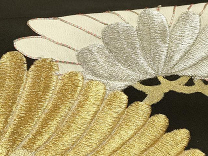 平和屋着物■豪華黒留袖 駒刺繍 松文 金銀彩 正絹 逸品 DABD6606cm