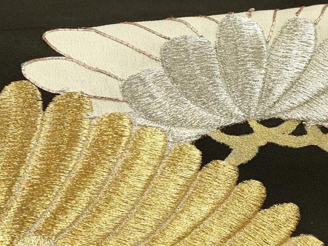 平和屋着物■豪華黒留袖 駒刺繍 松文 金銀彩 正絹 逸品 DABD6606cm
