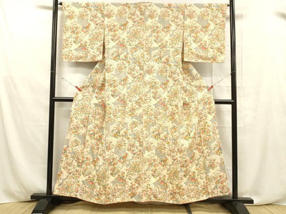平和屋着物■上質な小紋 吉祥流水花文 正絹 逸品 未使用 DABD6609cm