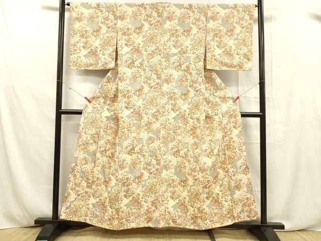 平和屋着物■上質な小紋 吉祥流水花文 正絹 逸品 未使用 DABD6609cm