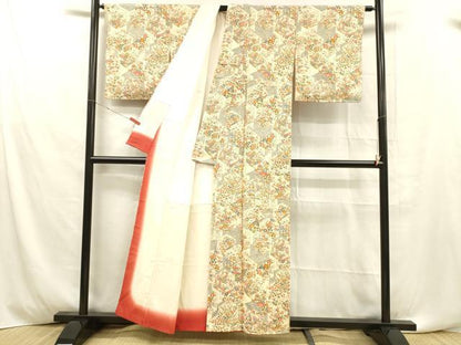 平和屋着物■上質な小紋 吉祥流水花文 正絹 逸品 未使用 DABD6609cm