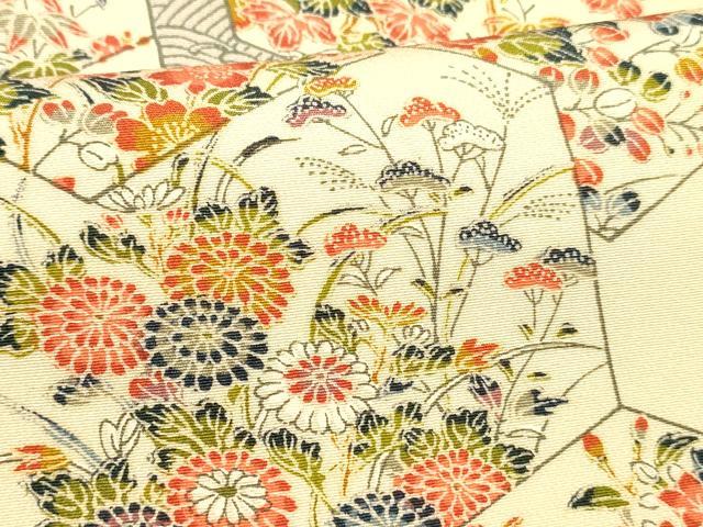 平和屋着物■上質な小紋 吉祥流水花文 正絹 逸品 未使用 DABD6609cm