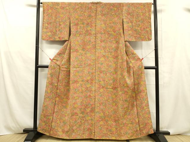 平和屋着物■上質な小紋 花鳥文 正絹 逸品 DABD6610cm