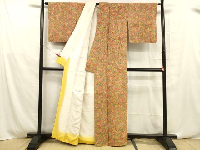 平和屋着物■上質な小紋 花鳥文 正絹 逸品 DABD6610cm