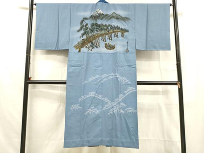 平和屋着物■男性 長襦袢 無双仕立て 人物風景文 洗える着物 DABD6613cm