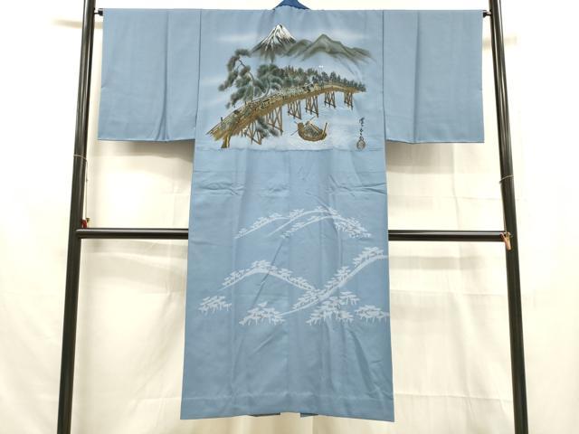 平和屋着物■男性 長襦袢 無双仕立て 人物風景文 洗える着物 DABD6613cm