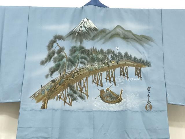 平和屋着物■男性 長襦袢 無双仕立て 人物風景文 洗える着物 DABD6613cm
