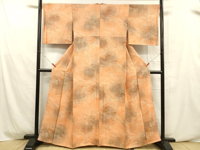 平和屋着物■上質な小紋 風景笹竹花文 暈し染め 正絹 逸品 DABD6619cm