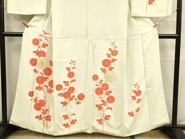 平和屋着物■訪問着 駒刺繍 鹿の子草花文 金彩 正絹 逸品 DABD6623cm